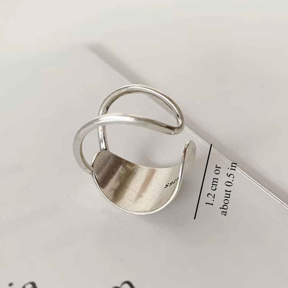 Women Adjustable Chunky Ring with Hammered Structure