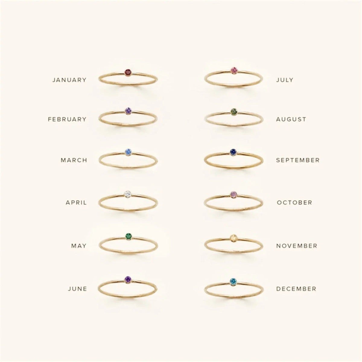 Women's Stacking Ring with Optional Birthstone