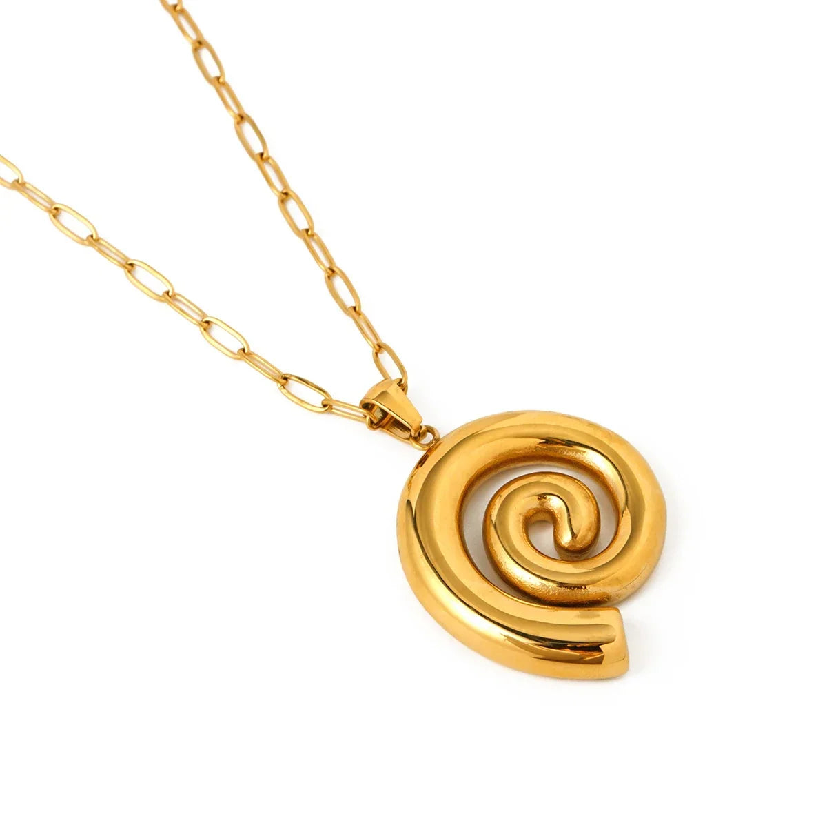 Women’s Pendant Necklace with Spiral-Shaped Pendant and Sculptural Design