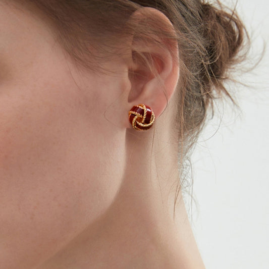 Lara – Vintage Enamel Stud Earrings Hoops