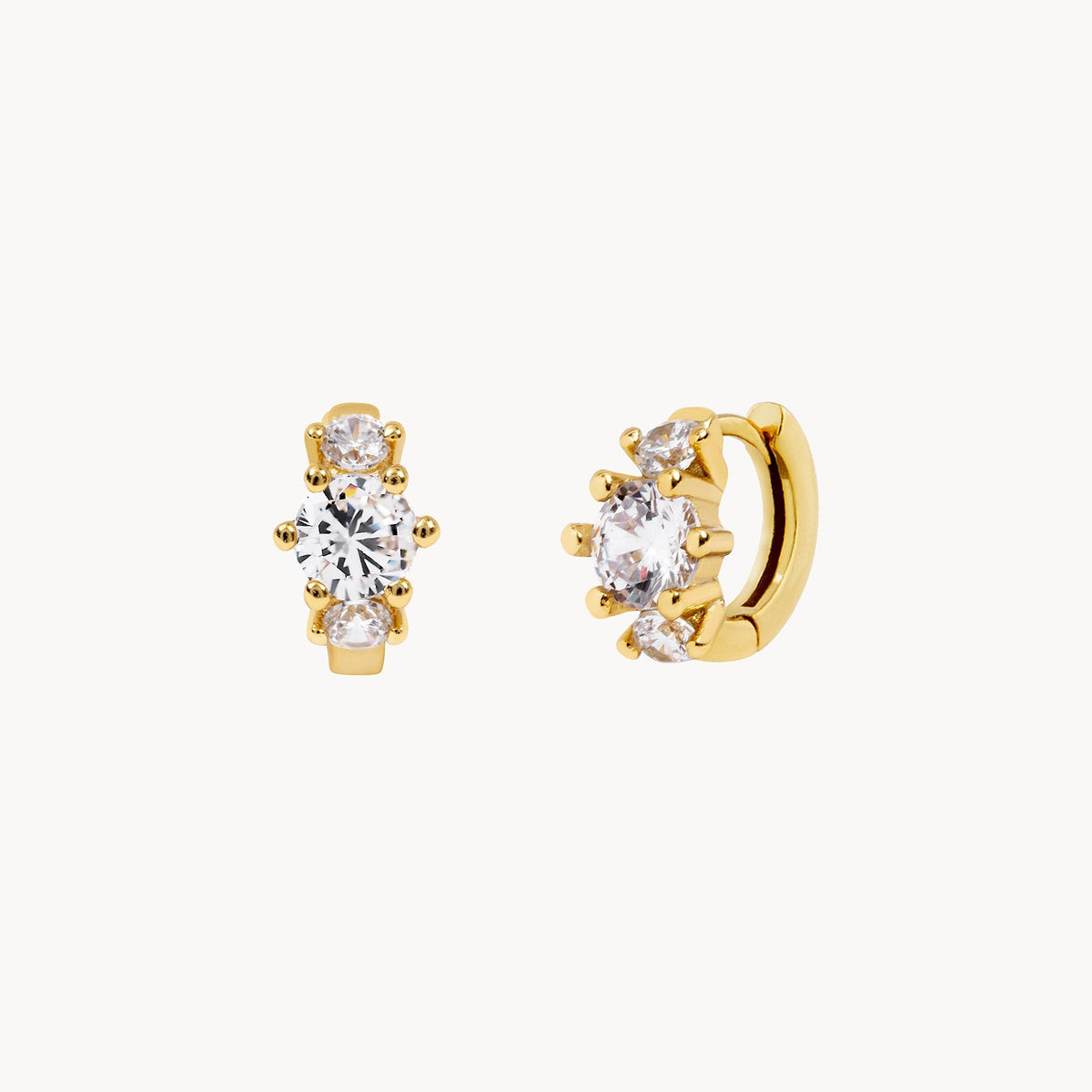 Women’s Small Hoops with Three Round Arranged Stone Accents