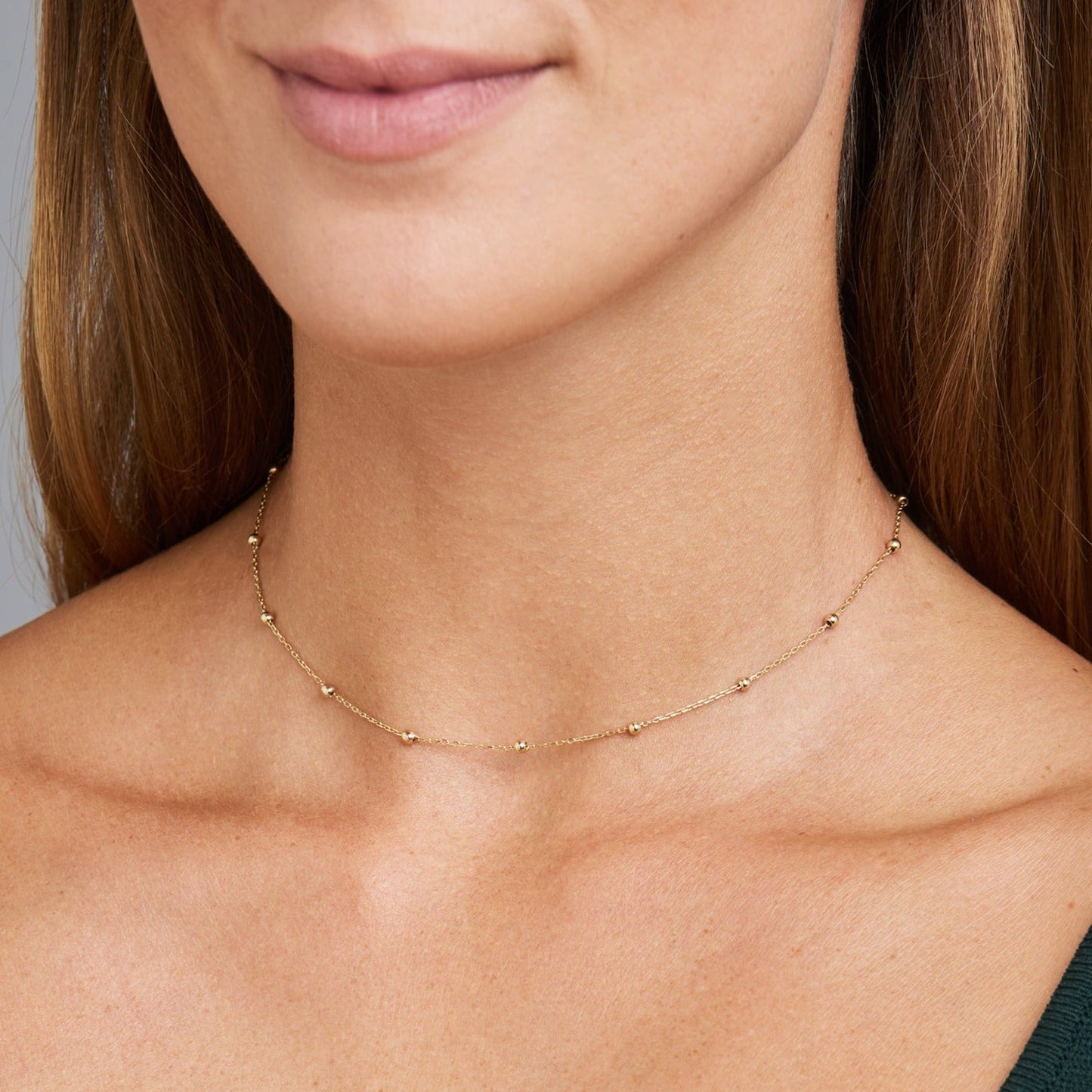 Ball Necklace with Inlays - Necklace with Round Pearls