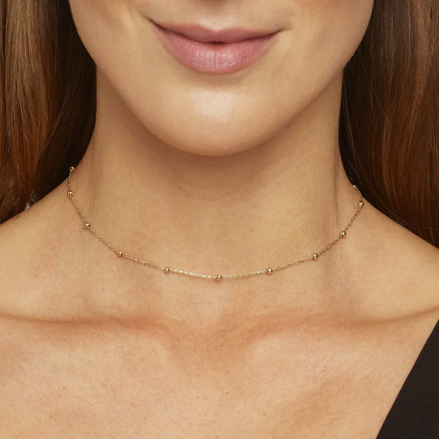 Ball Necklace with Inlays - Necklace with Round Pearls