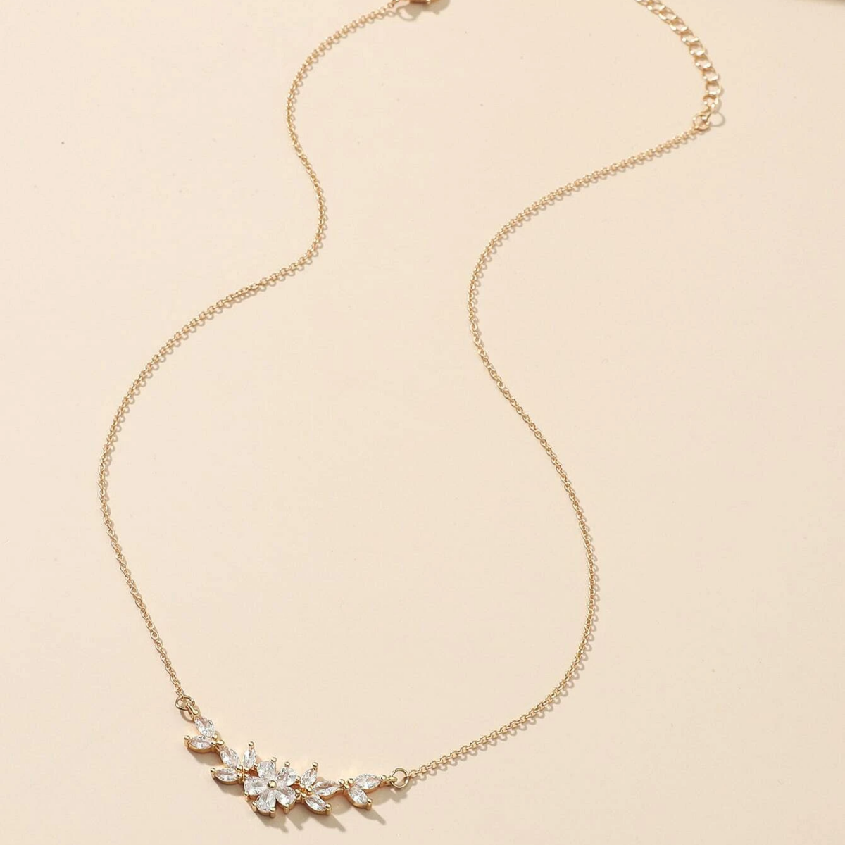 Flower Charm Necklace - Zirconia Blossom Necklace
