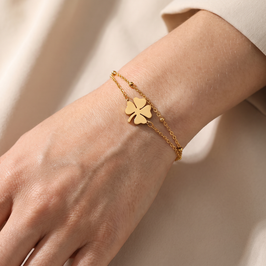 Sanya – Clover bracelet gold & silver