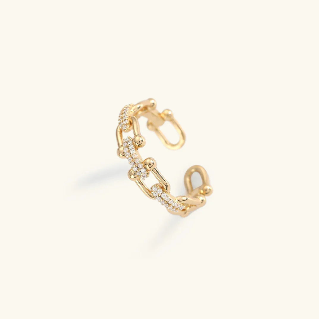 Women's Adjustable Open Ring with Diamond Simulators