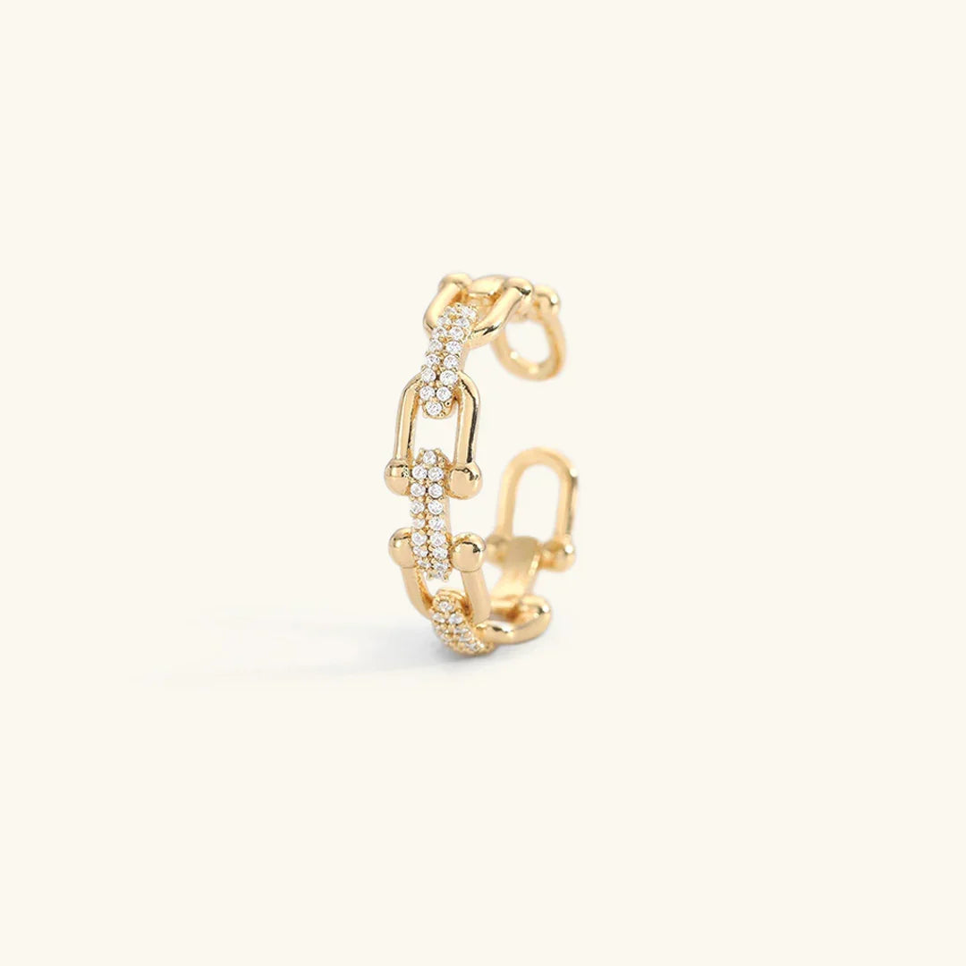 Women's Adjustable Open Ring with Diamond Simulators