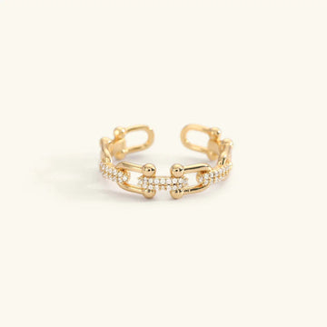 Women's Adjustable Open Ring with Diamond Simulators