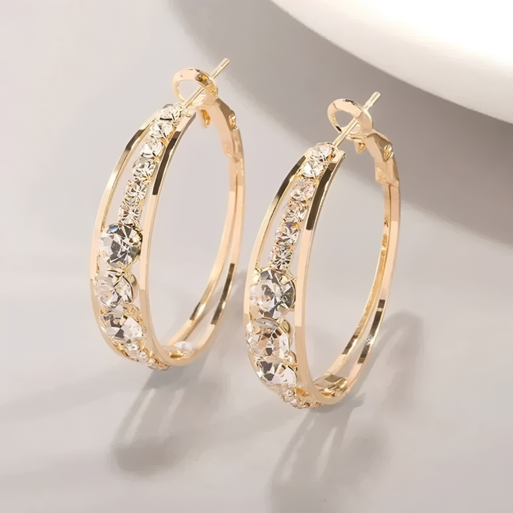 Women’s Hoop Earrings with Faceted Crystal Accents