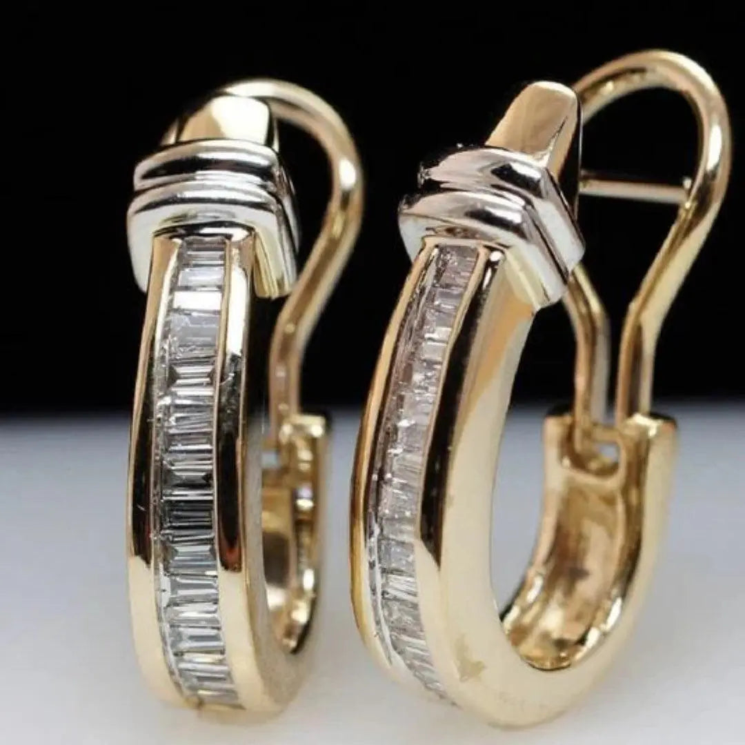 Elegant Shine - Vintage Gold and Diamond Earrings