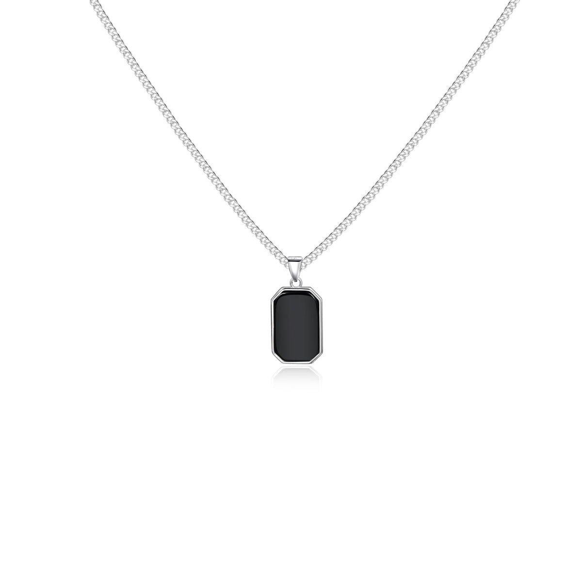 Women’s's Pendant Necklace with Rectangular Center Piece and Geometric Design