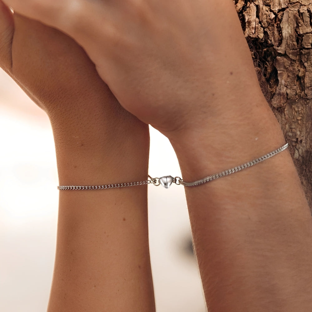 Women’s 2-piece Partner Bracelet Set with Magnetic Clasp and Extension Chain