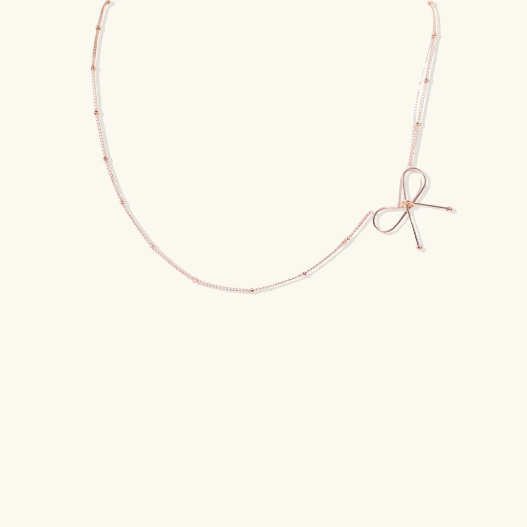 Women's Bow Necklace with Delicate Pendant and Extension Chain