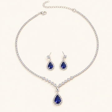 Women's 3-piece Necklace and Earrings Set with Drop Design and Stone Accents