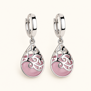 Women’s Huggie Earrings with Drop Pendants and Ornamental Cutout Structure