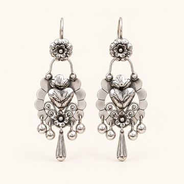 Women's Chandelier Drop Earrings with Floral Design