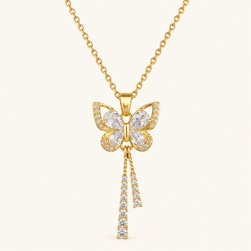 Women's Butterfly Necklace with Hanging Stone Accents
