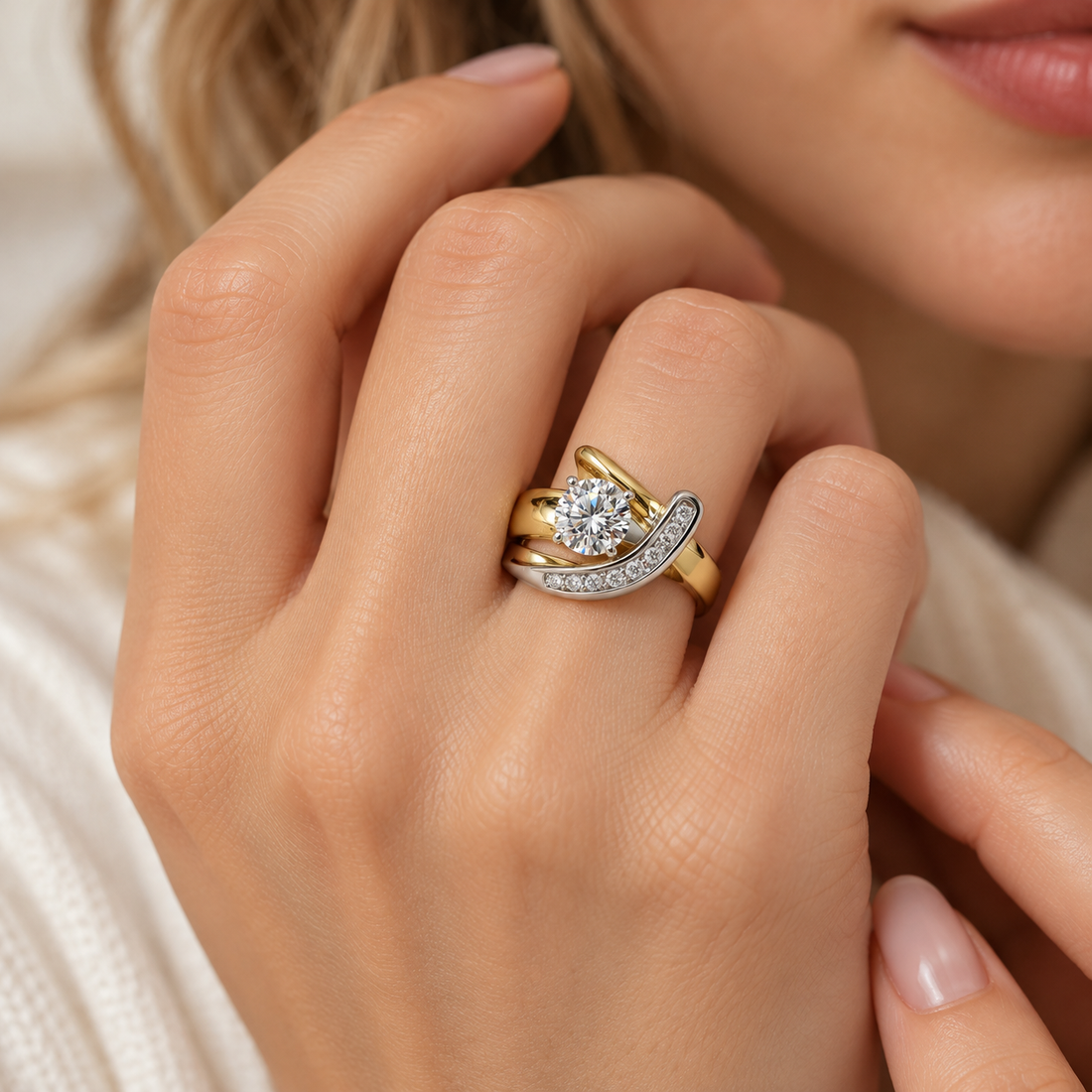 Women's Statement Ring with Marquise Center Stone and Floral Frame