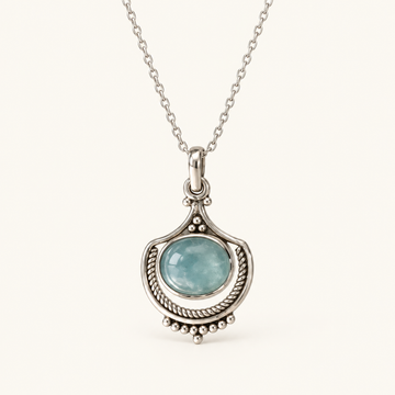 Women's Pendant Necklace with Round Centerpiece and Ornamental Setting