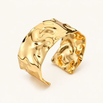 Women’s Wide Open Bracelet with Hammered Sculptural Surface