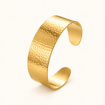 Women’s Wide Open Bracelet with Hammered Structure