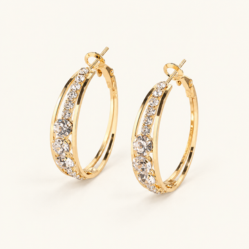 Women’s Hoop Earrings with Faceted Crystal Accents