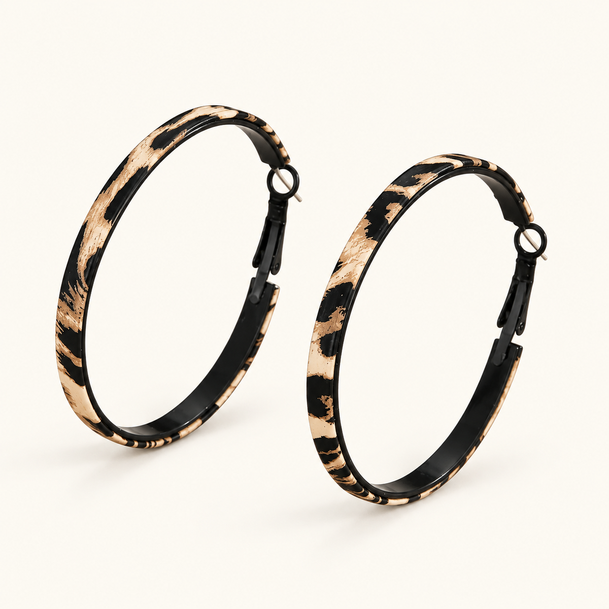 Women's Hoop Earrings with Leopard Pattern