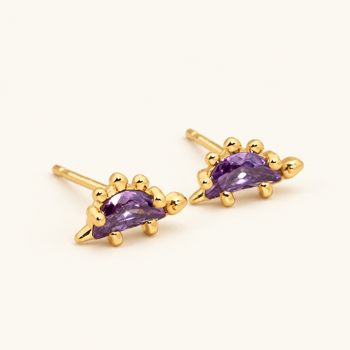 Ladies Dino Earrings in Pair with Dinosaur Design and Jewelry Stone Details