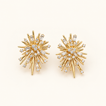 Women's Firework Earrings with Ray-Shaped Design