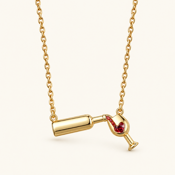 Women Necklace with Wine Bottle Pendant and Heart Detail