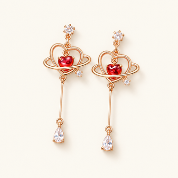 Ladies Heart Earrings with Fine Chain Design