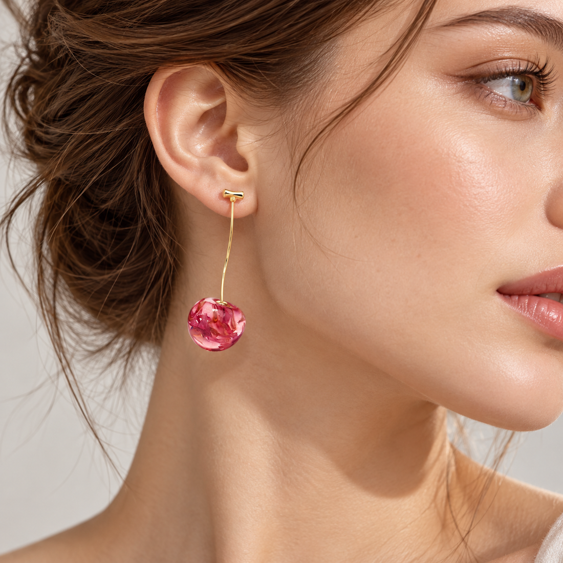 Women Cherry Earrings with Pendant Design