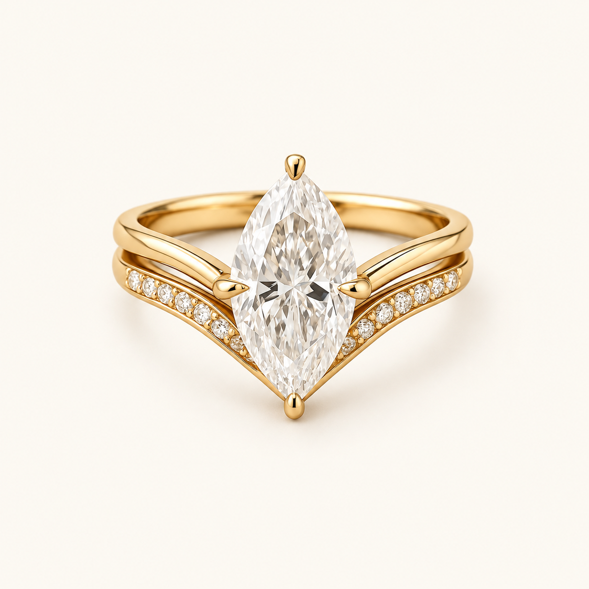 Women's Ring with Teardrop Crown Motif