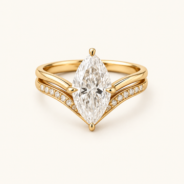 Women's Ring with Teardrop Crown Motif