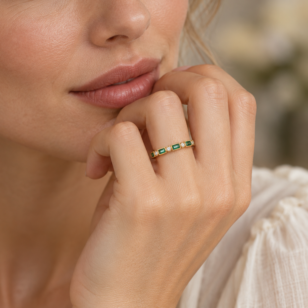 Women's Ring with Set Decorative Stone Accents