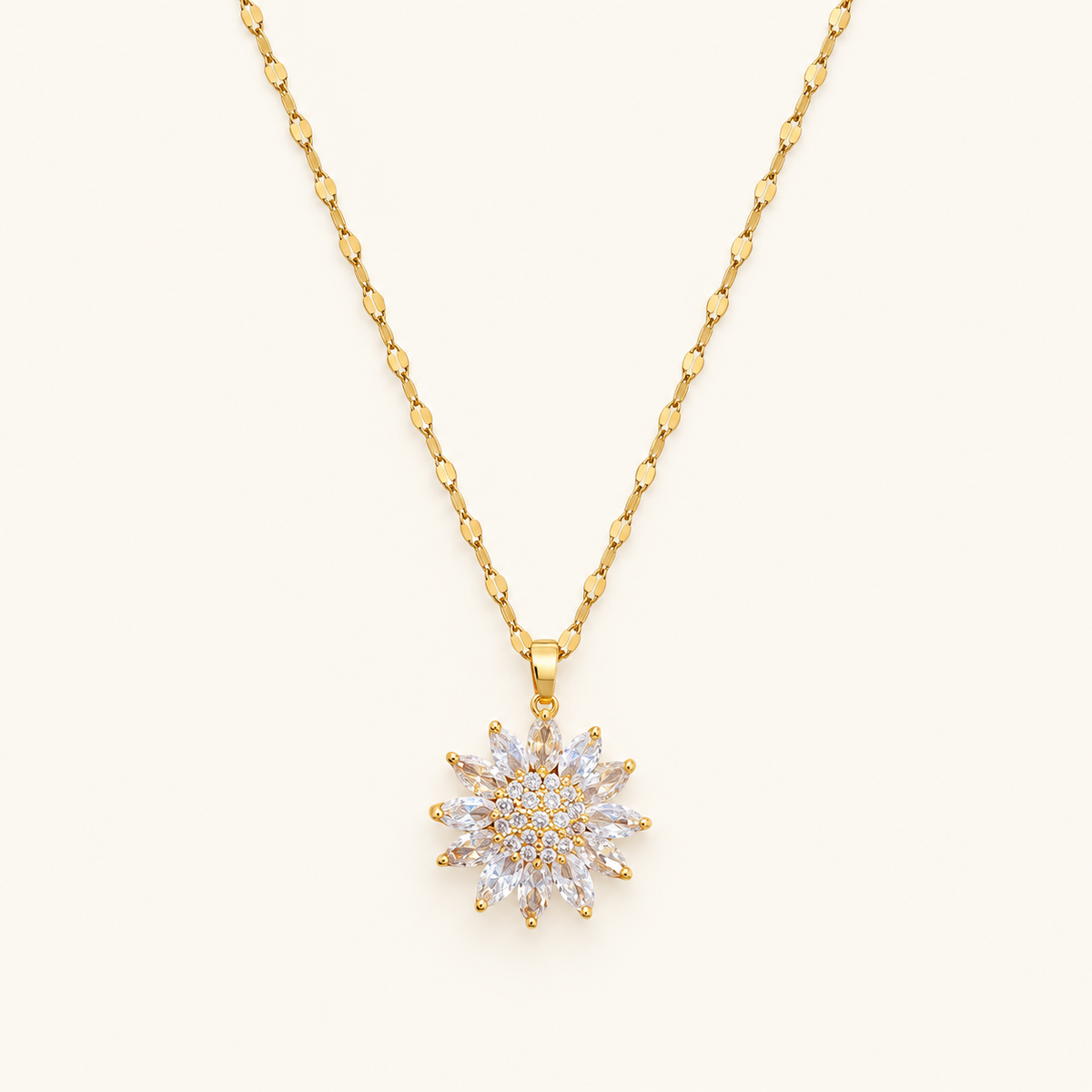 Women’s Sunflower Pendant Necklace with Multiple Stone Accents