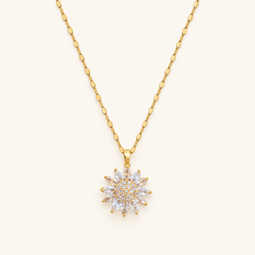 Women’s Sunflower Pendant Necklace with Multiple Stone Accents