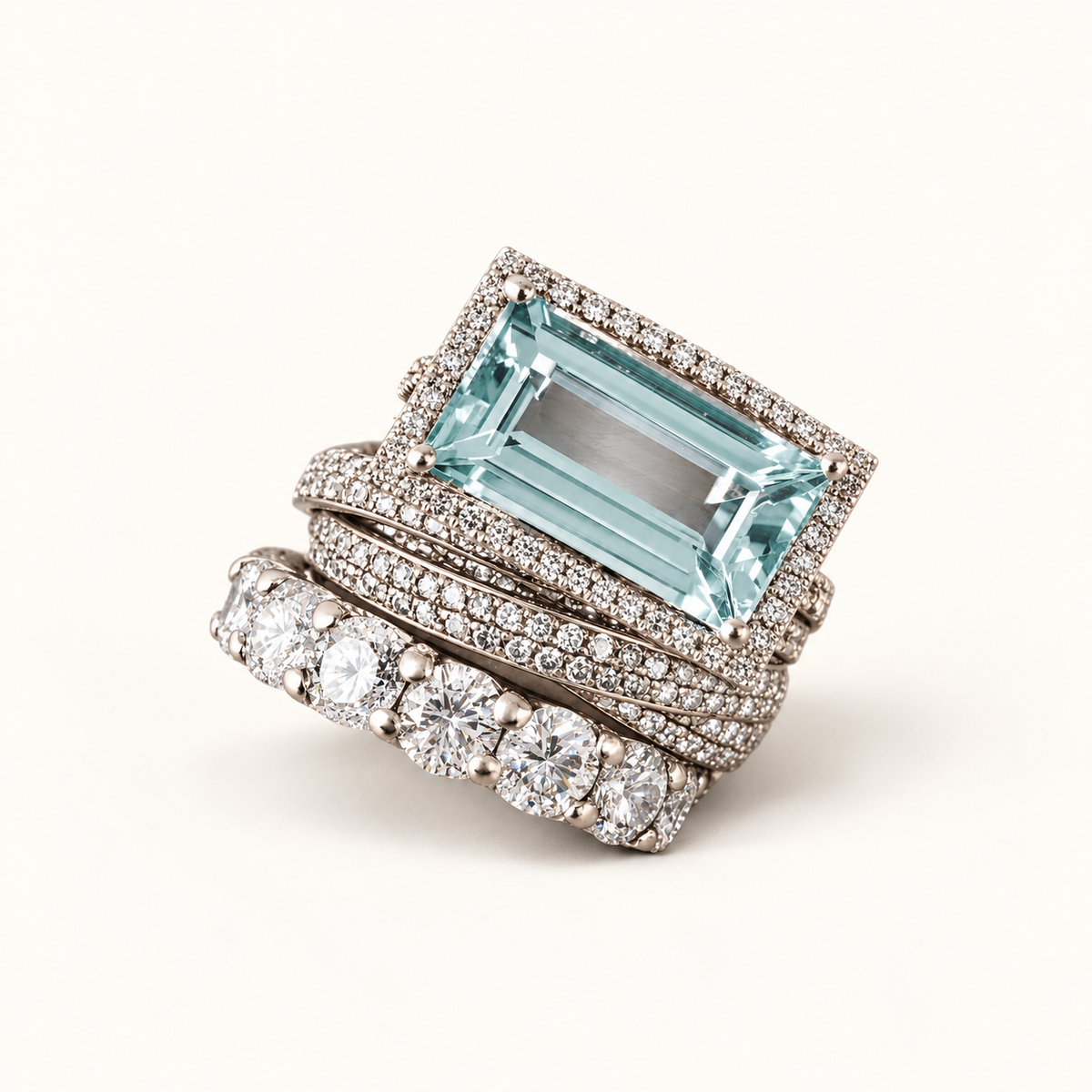 Women's Stackable Ring Set with Decorative Stone Accents