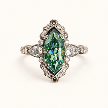 Women's Statement Ring with Marquise Center Stone and Floral Frame