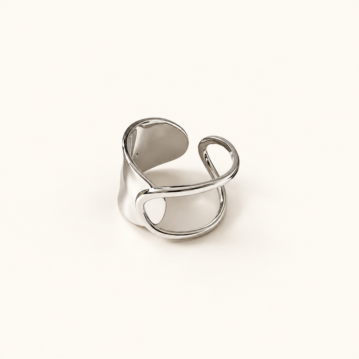 Women Adjustable Chunky Ring with Hammered Structure