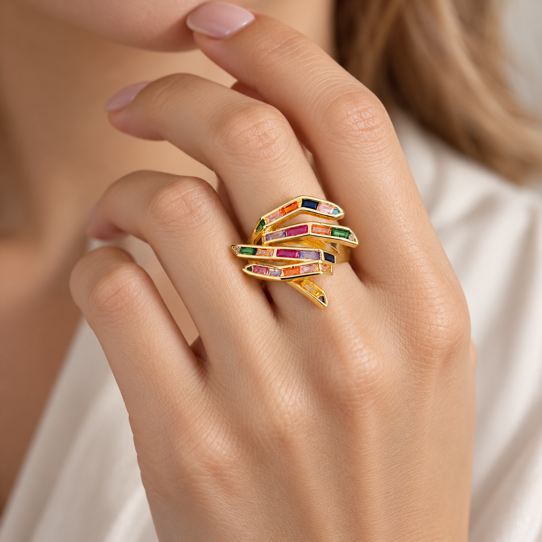 Women's Adjustable Statement Ring with Geometric Claw Design