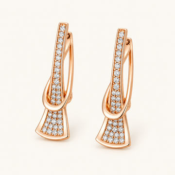 Women's Layered Earrings with Vertical Design and Decorative Stone Details