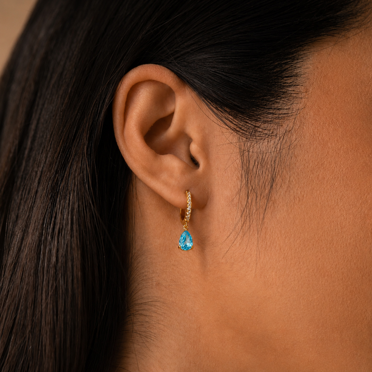 Decorative Drop Huggies - Sparkling Earrings