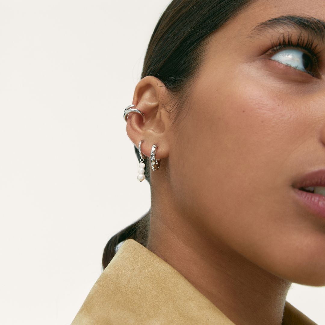 Women’s Hoops with Hammered Surface Details and Organic Shape