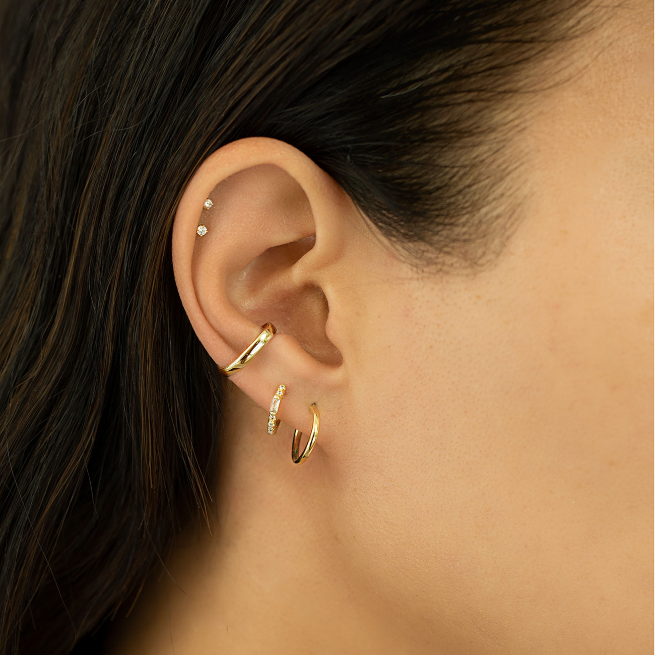 Baguette Earrings with White Crystals