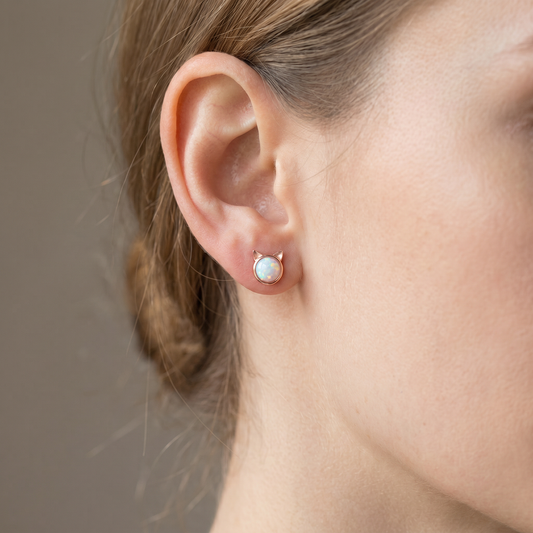 Sepideh - Cat earrings with opal stone