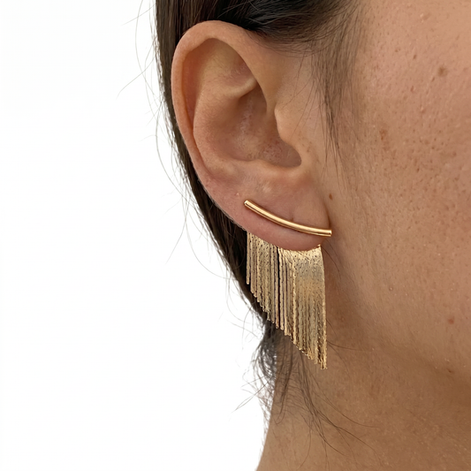 Cassy – Golden Curtain Earrings