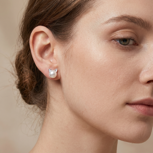 Nori – Earrings with chatons and pearls made of silver