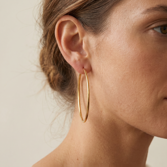 Bella - Large Thin Gold Hoop Earrings
