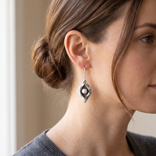 Nova – Vintage Earrings with Pearls & Stylish Silver
